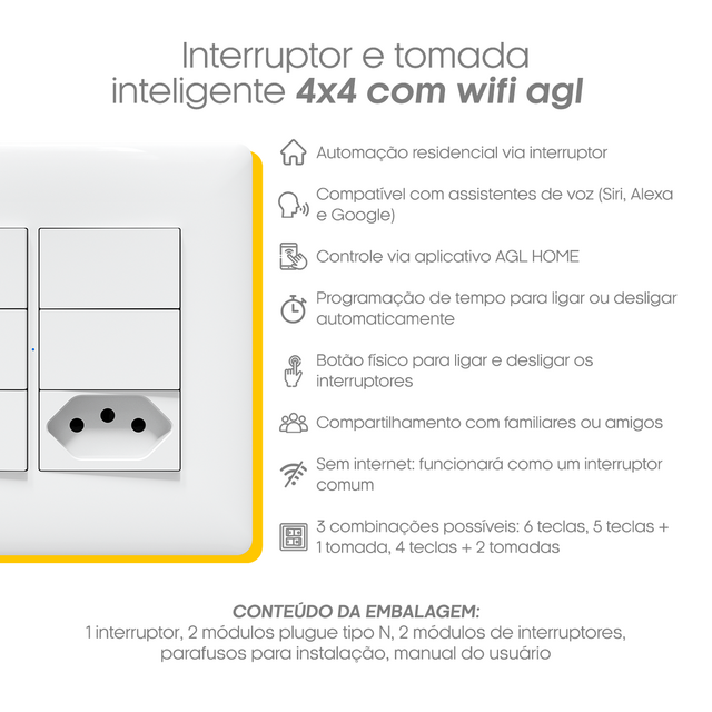 Interruptor 4X4 Wifi inteligente AGL