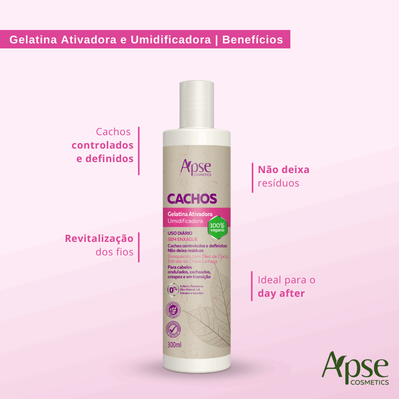 Kit Cachos - Shampoo, Condicionador, Gelatina, Máscara e Ativador (5 ITENS)