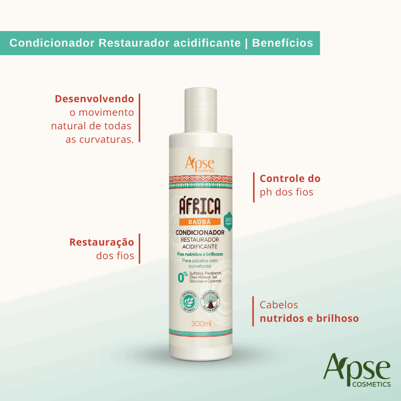 Kit África Baobá - Shampoo, Condicionador, Máscara e Creme de Pentear (4 ITENS)