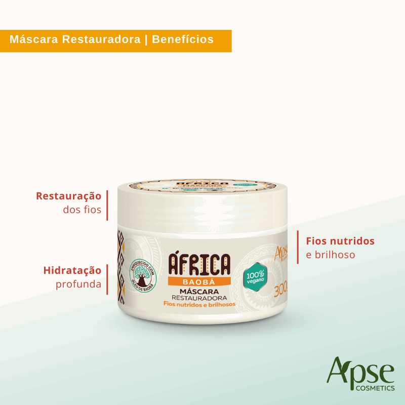 Kit África Baobá - Shampoo, Condicionador, Máscara e Creme de Pentear (4 ITENS)