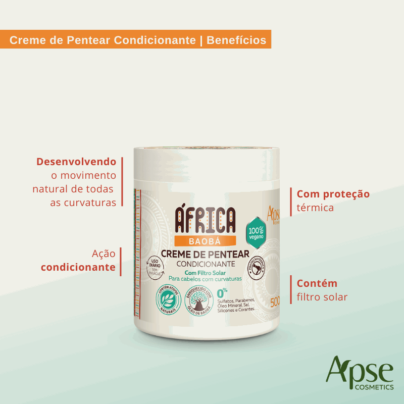 Kit África Baobá - Shampoo, Condicionador, Máscara e Creme de Pentear (4 ITENS)