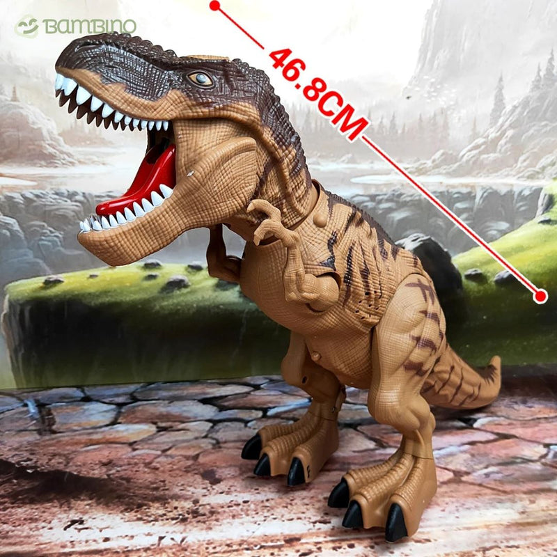 Dinossauro TRex Elétrico com Led, Spray e ovos Realista Infantil