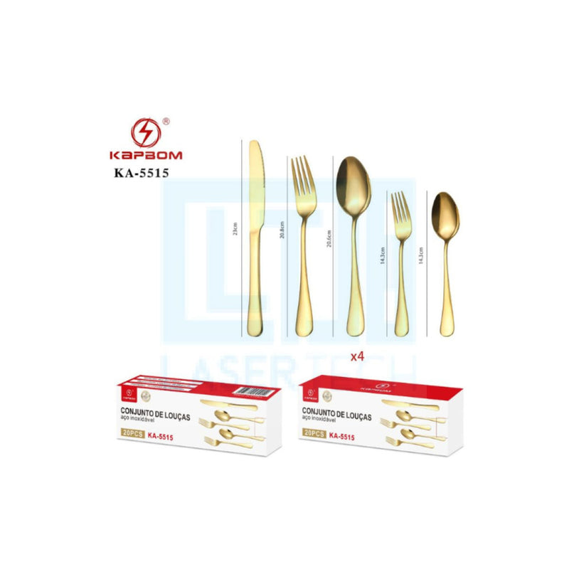 KIT TALHERES AÇO INOXIDAVEL DOURADO 20 PÇS KA-5515 KAPBOM