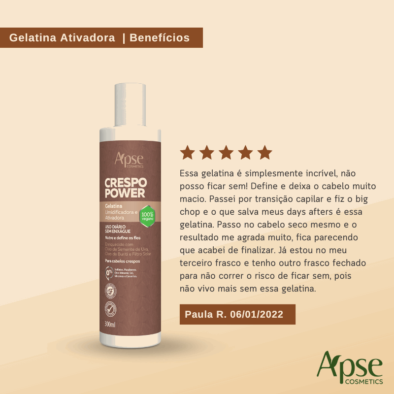 Gelatina Ativadora e Umidificadora Crespo Power 300ml - Ação Condicionante