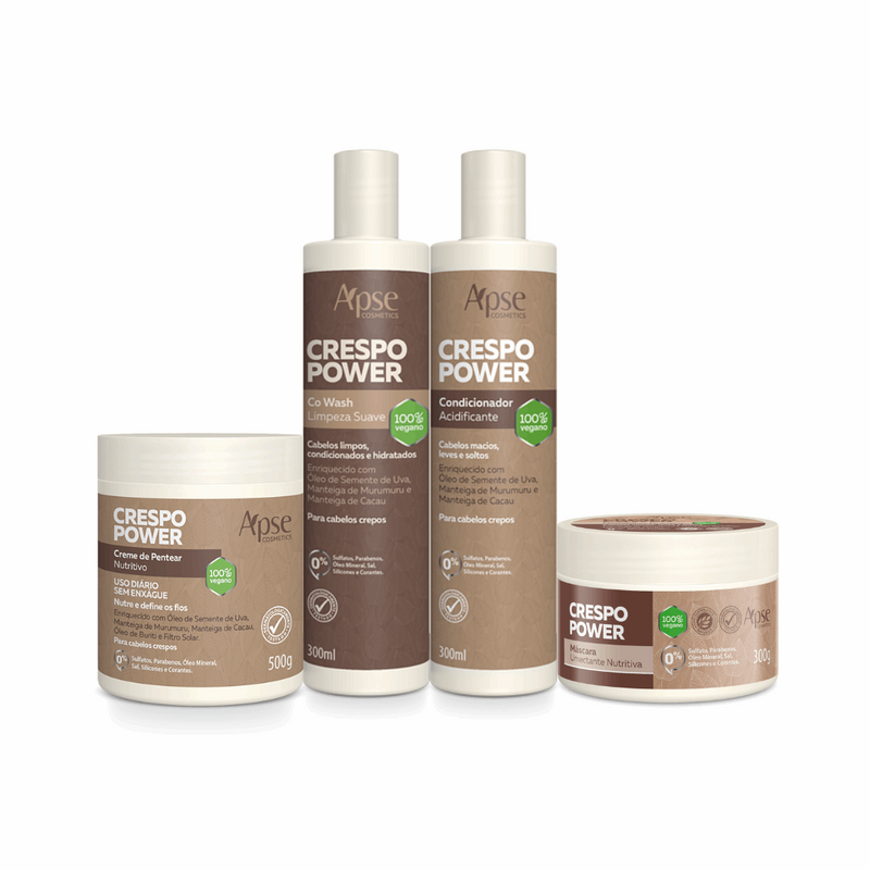 Kit Crespo Power - Co Wash, Condicionador, Máscara e Creme de Pentear (4 ITENS)