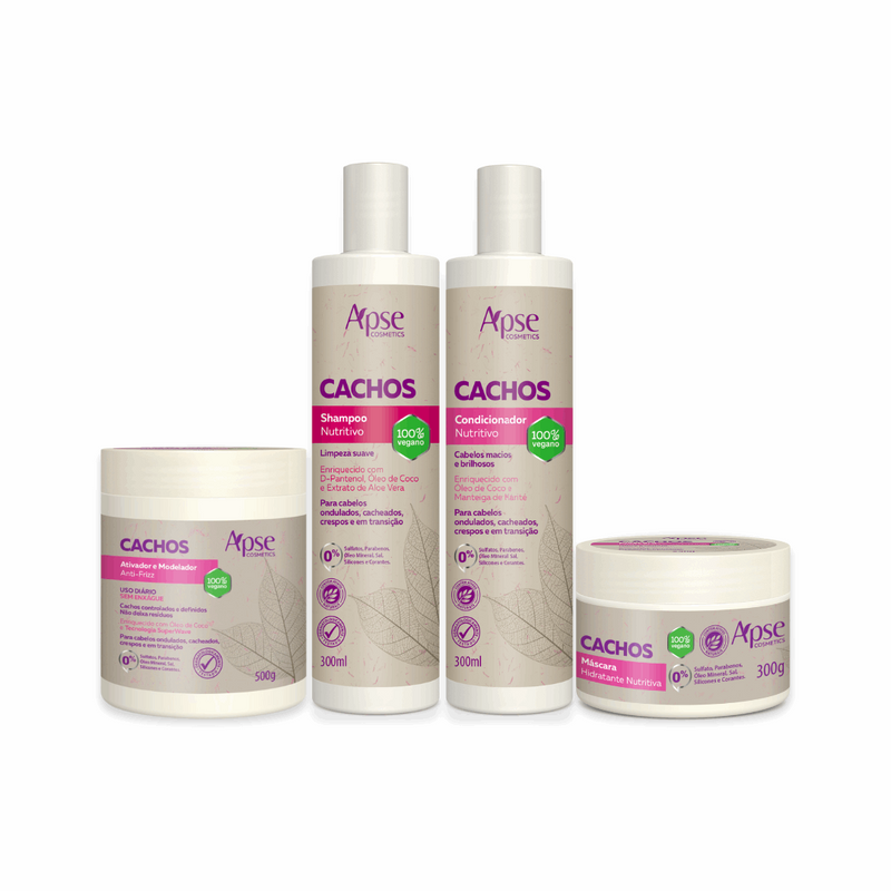 Kit Cachos - Shampoo, Condicionador, Máscara e Ativador (4 ITENS)