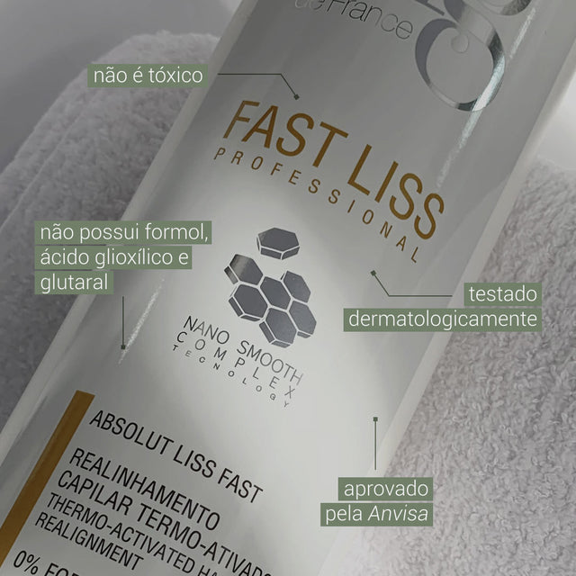 Kit Realinhamento Vegano Fast Liss Ng de France: Fast Liss + Shampoo Intense 1L + Spray Thermo Repair