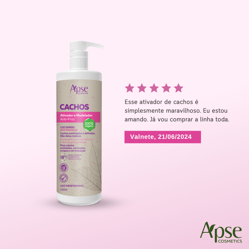 Ativador e Modelador Anti-Frizz Cachos 1000 ml - No Poo / Low Poo - Ação Condicionante