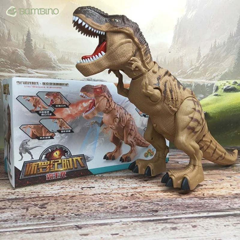 Dinossauro TRex Elétrico com Led, Spray e ovos Realista Infantil