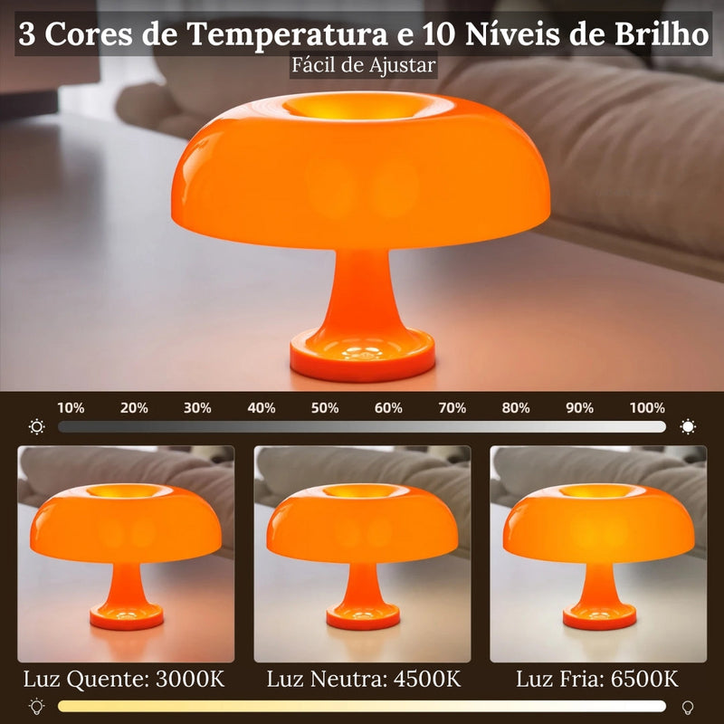 Luminária De Mesa Cogumelo Laranja