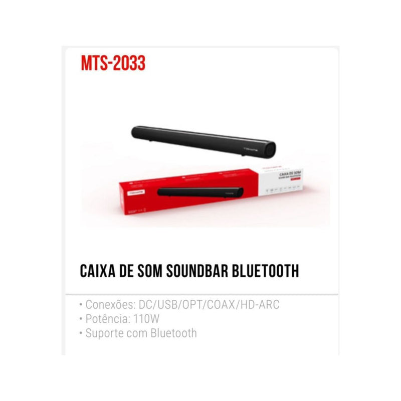 CAIXA DE SOM SOUND BAR BLUETOOTH MTS-2033 TOMATE