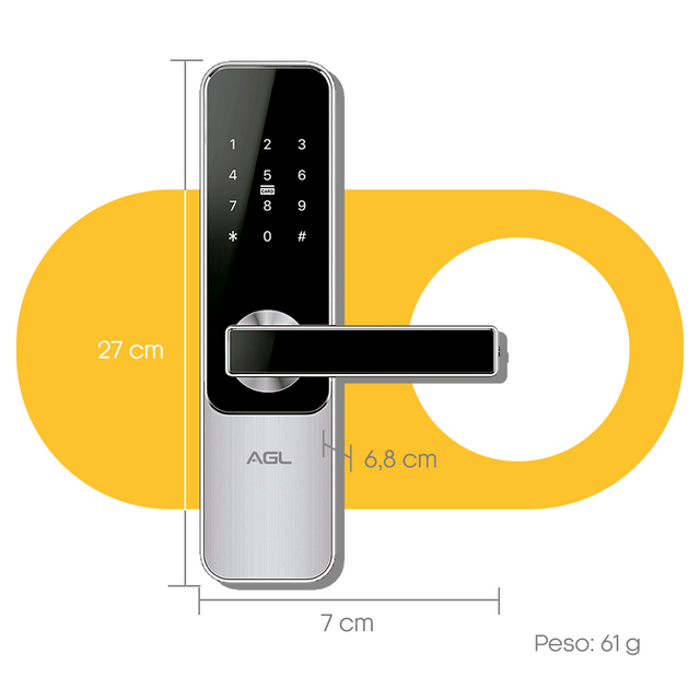 Fechadura Eletrônica H30 com bluetooth tag senha e chave AGL