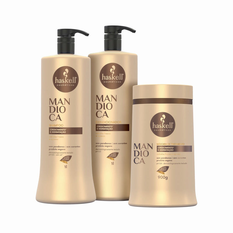 Kit Mandioca Shampoo, Condicionador e Máscara