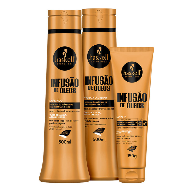 Kit Infusão de Óleos Shampoo, Condicionador e Leave in