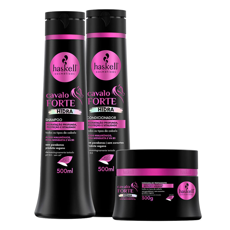 Kit Cavalo Forte Hidra Shampoo, Condicionador e Máscara