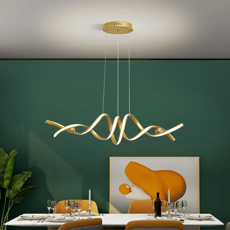 Lustre Pendente de Linear Ondas Minimalista