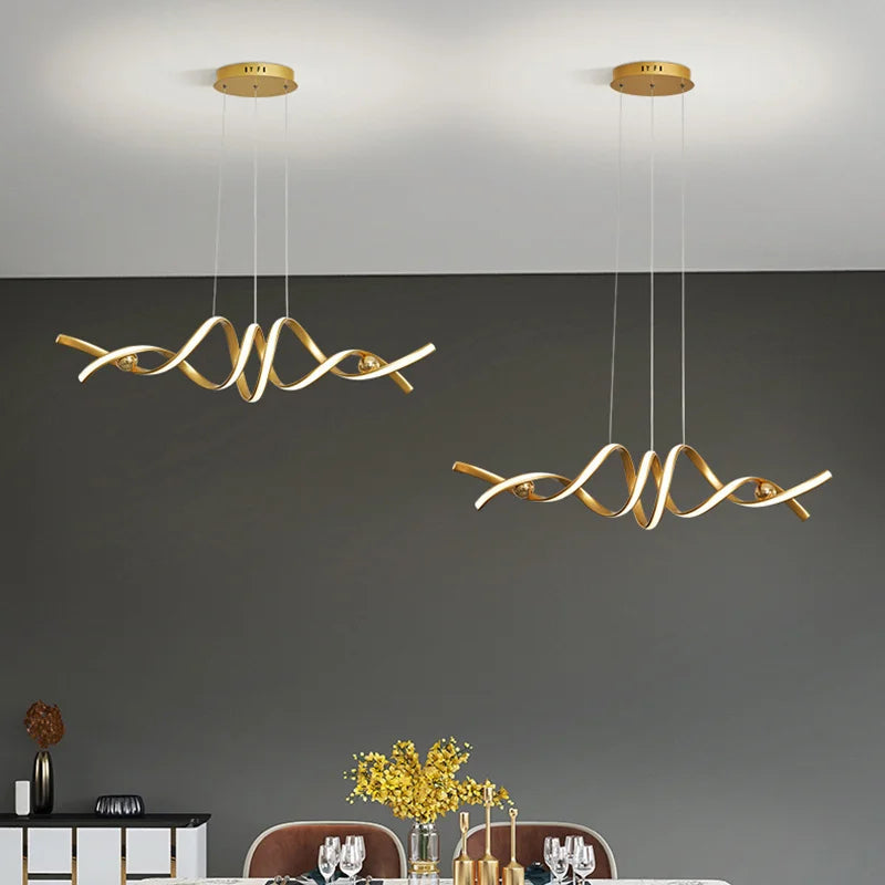 Lustre Pendente de Linear Ondas Minimalista