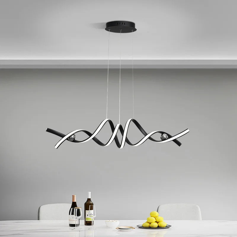 Lustre Pendente de Linear Ondas Minimalista